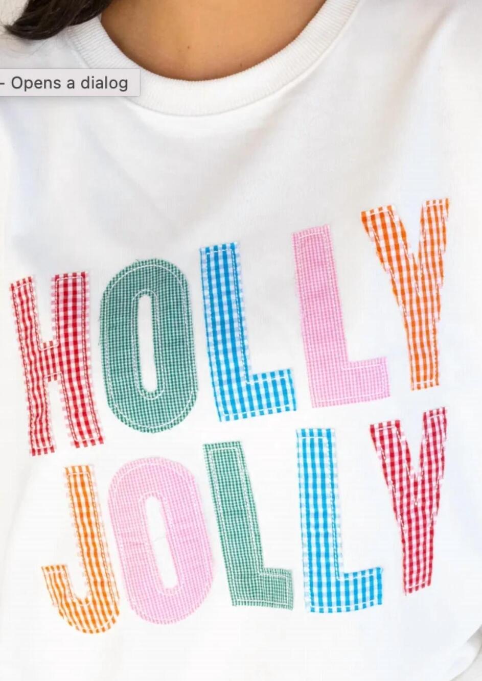 NEW MAINSTRIP holly jolly gingham pullover sweatshirt in white - Picture 2 of 2